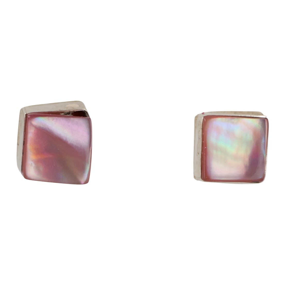 Angie Rosetta Zuni Sterling Mother of Pearl Earrings: Angie Rosetta Zuni Sterling Mother of Pearl Earrings / 0.8g / Unsigned. Artist attribution based on accompanying tag.