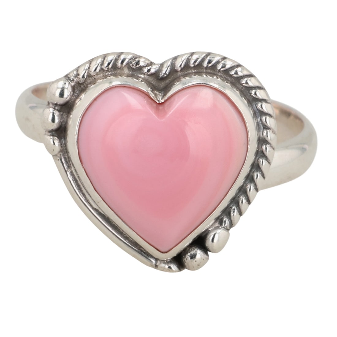 Southwest Sterling Pink Conch Heart Adjustable Ring (1 of 6)