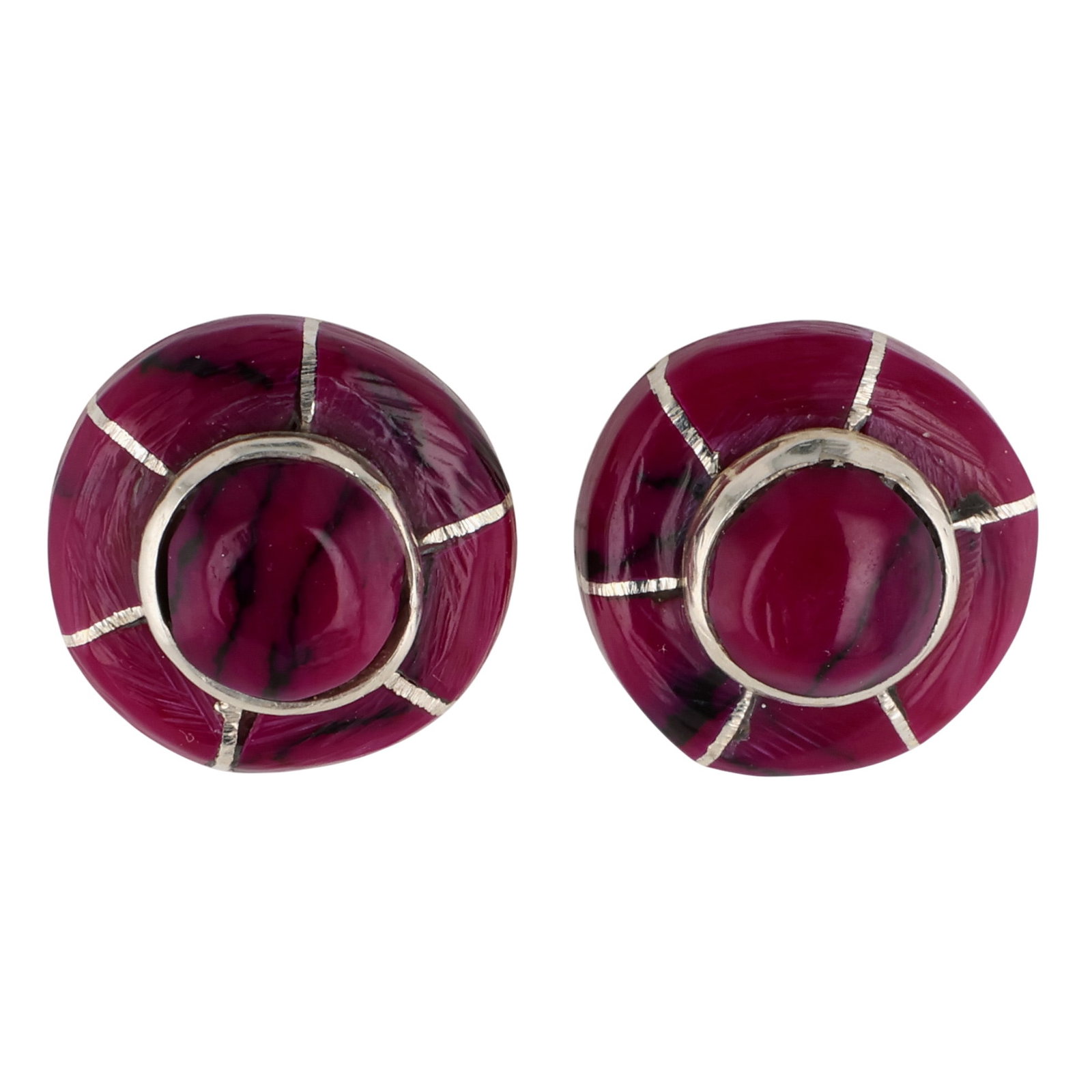 Valerie Benally Navajo Sterling Purple Inlay Earrings: Valerie Benally & Fred Manuelito Navajo Sterling Purple Resin Inlay Earrings / 2.5g
