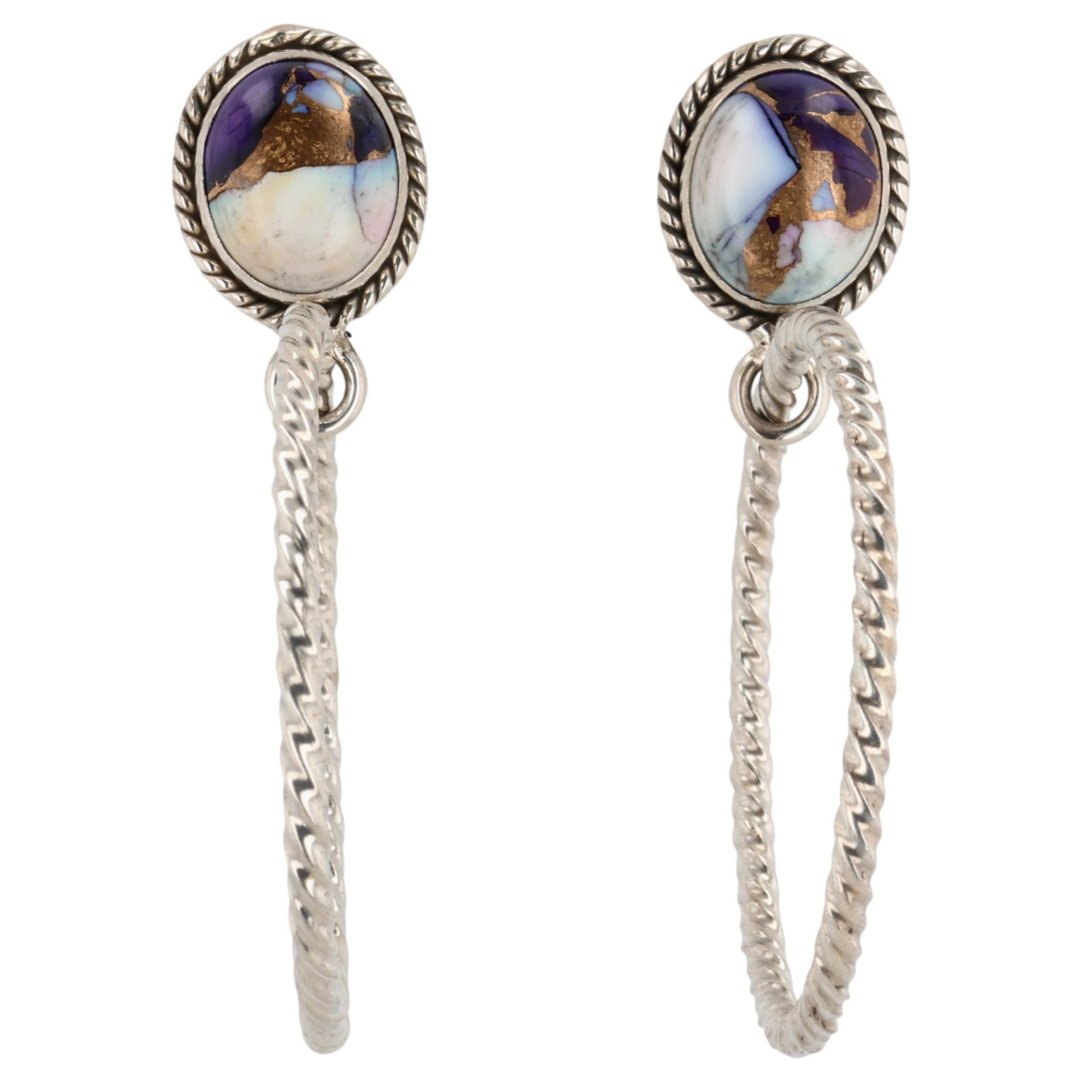 HaDa Collection Sterling Violet Rose Dahlia Hoop Earrings: HaDa Collection Sterling Violet Rose Dahlia Hoop Earrings / 12.5g