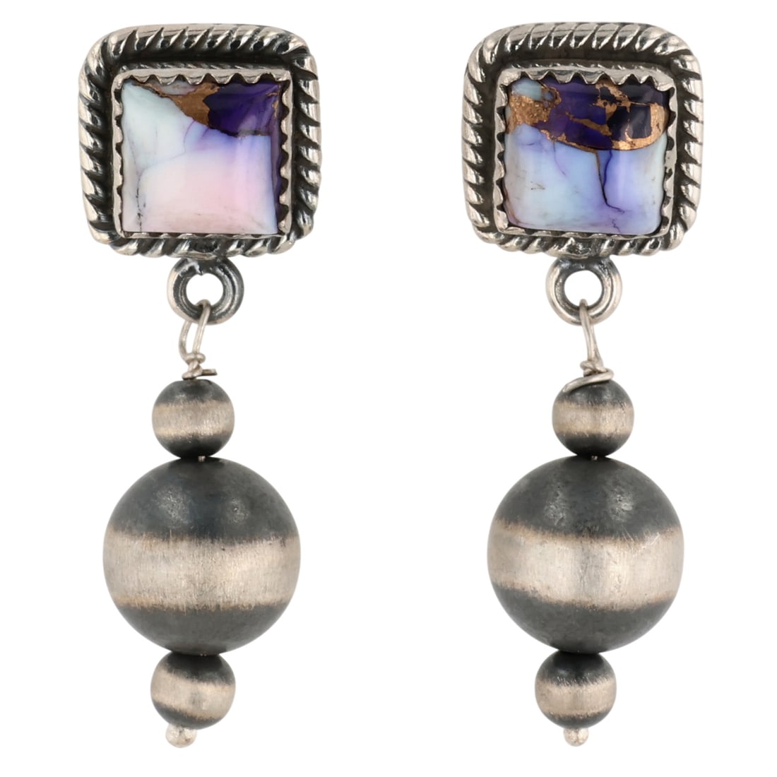 HaDa Collection Sterling Violet Rose Dahlia Oxidized Bead Earrings: HaDa Collection Sterling Violet Rose Dahlia Oxidized Bead Earrings / 7.5g