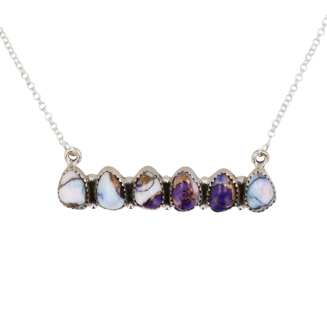 HaDa Collection Sterling Violet Rose Dahlia Bar Necklace: HaDa Collection Sterling Violet Rose Dahlia Bar Necklace / 11g