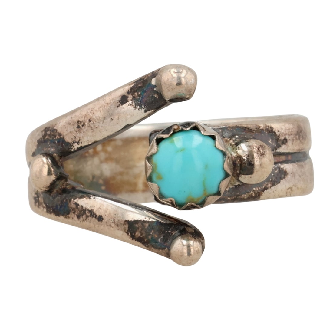 Signed Navajo Sterling Kingman Turquoise Ring Sz 4.5: Signed OP Navajo Sterling Kingman Turquoise Ring Sz 4.5 / 4.5g
