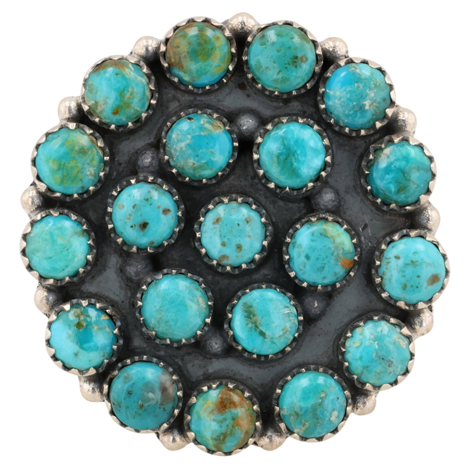 HaDa Collection Sterling Kingman Turquoise Cluster Adjustable Ring (1 of 7)