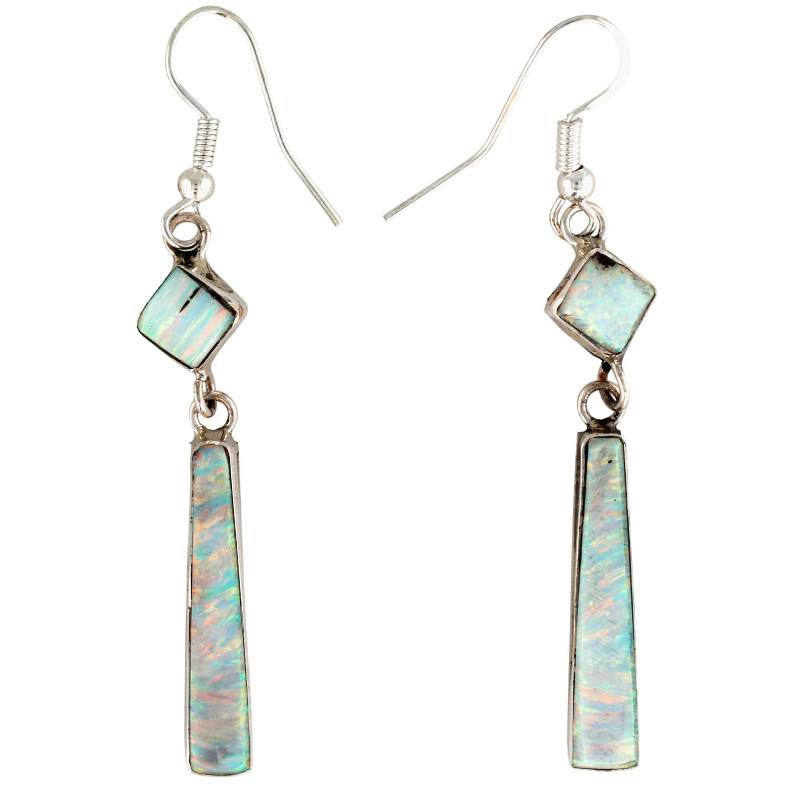 Victor Thompson Navajo Sterling Opal Dangle Earrings (1 of 4)