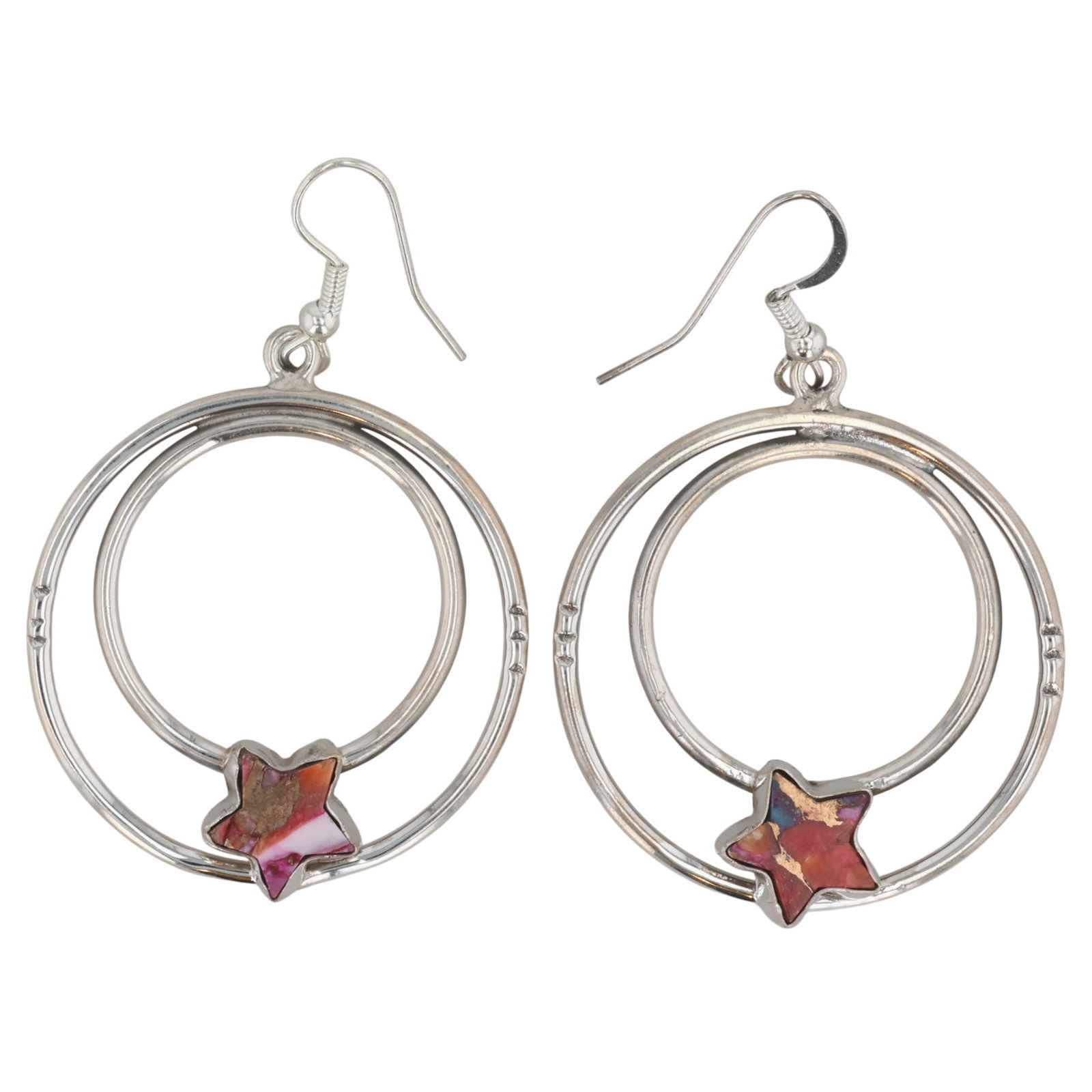 HaDa Collection Sterling Pink Dahlia Hoop Earrings (1 of 4)