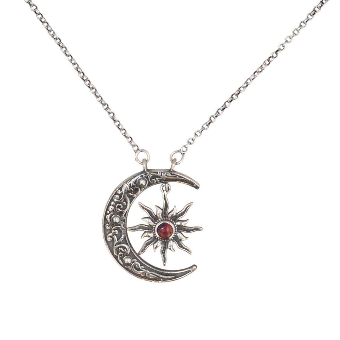 HaDa Collection Sterling Pink Dahlia Crescent Moon Necklace (1 of 6)