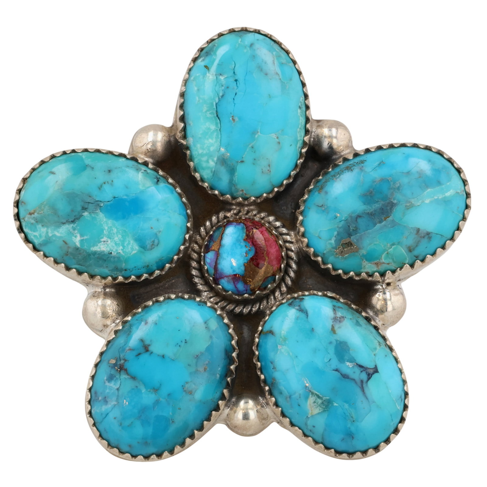 HaDa Collection Sterling Turquoise Adjustable Ring: HaDa Collection Sterling Compressed Turquoise Adjustable Ring Sz 6.75 / 25g