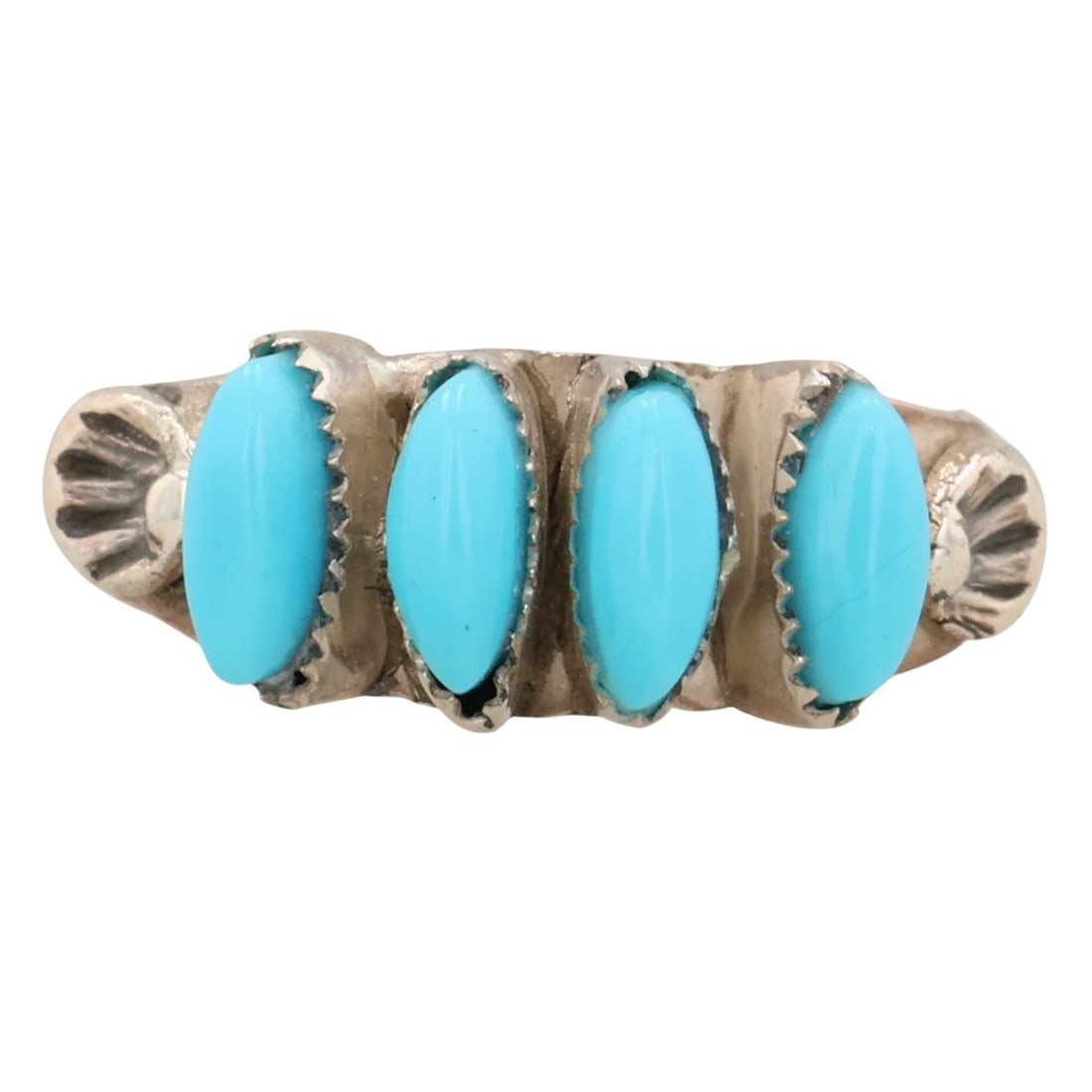 Southwest Sterling Turquoise Ring Sz 5: Southwest Sterling Block Turquoise Ring Sz 5 / 2g