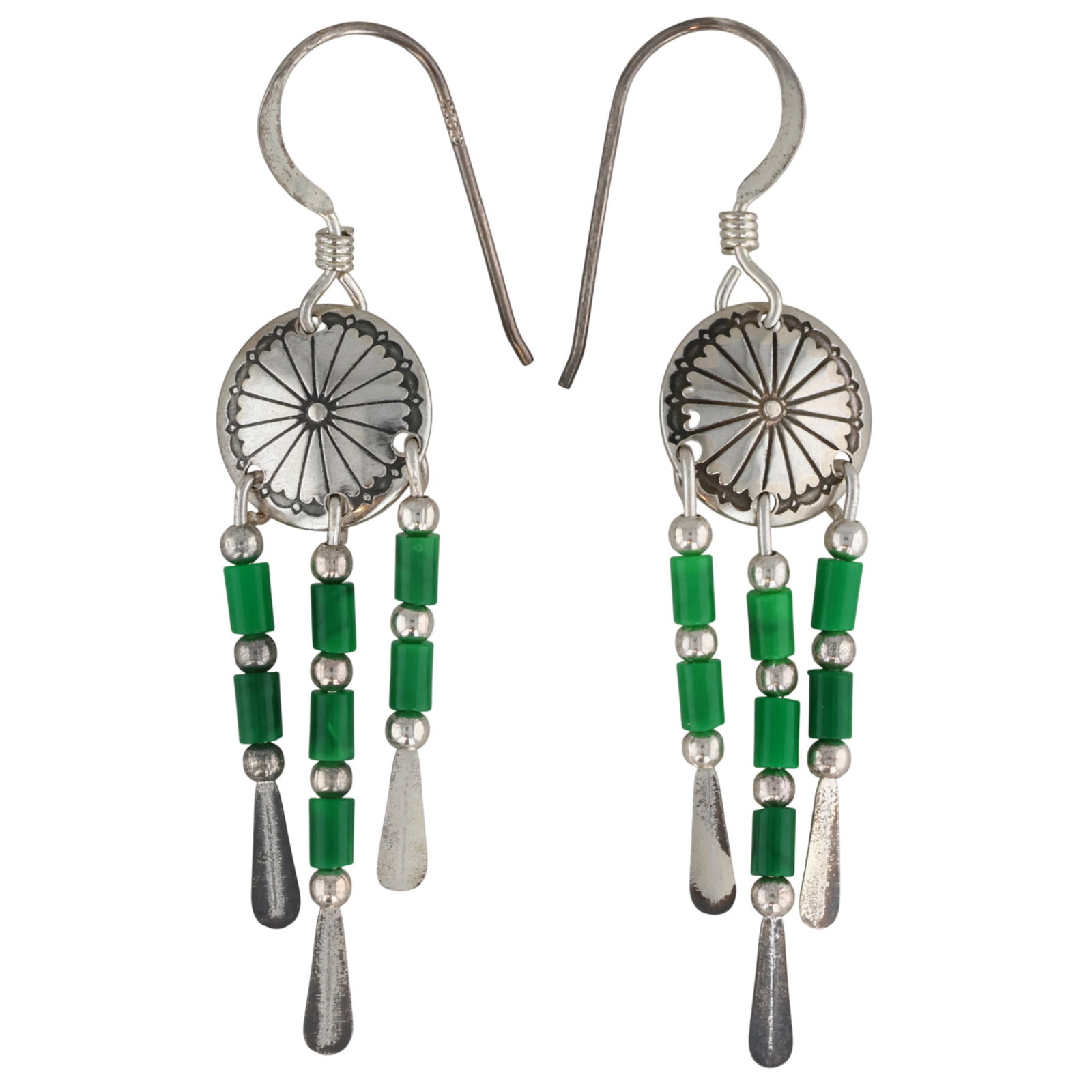 Southwest Sterling Stamped Dangle Earrings: Southwest Sterling Stamped Dangle Earrings / 1.5g