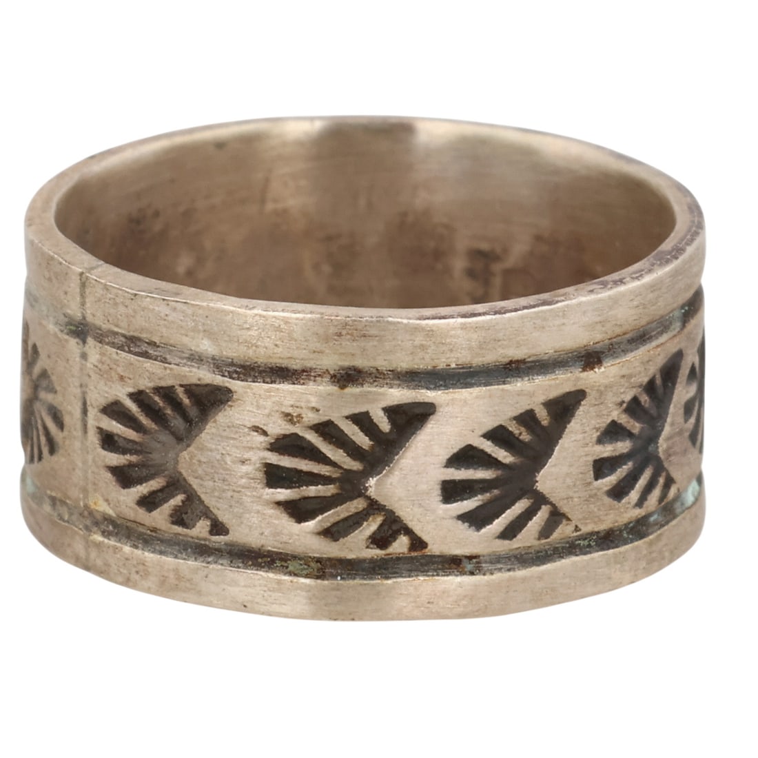Rick Enriquez Navajo Sterling Stamped Ring Sz 6.25: Rick Enriquez Navajo Sterling Stamped Ring Sz 6.25 / 4.5g