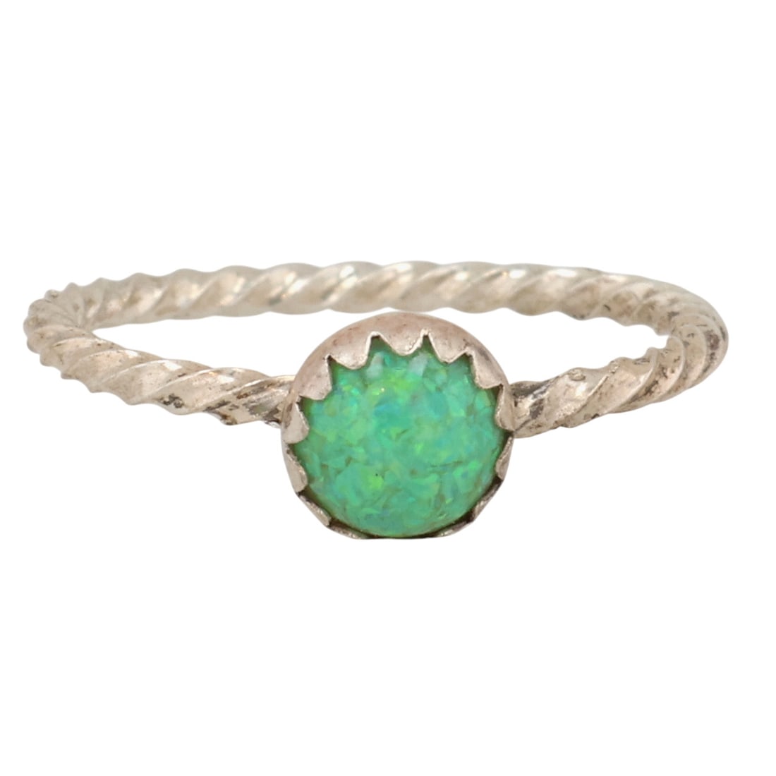 Esther White Navajo Sterling Opal Ring Sz 3: Esther White Navajo Sterling Opal Ring Sz 3 / 0.7g / Unsigned. Artist attribution based on accompanying tag.