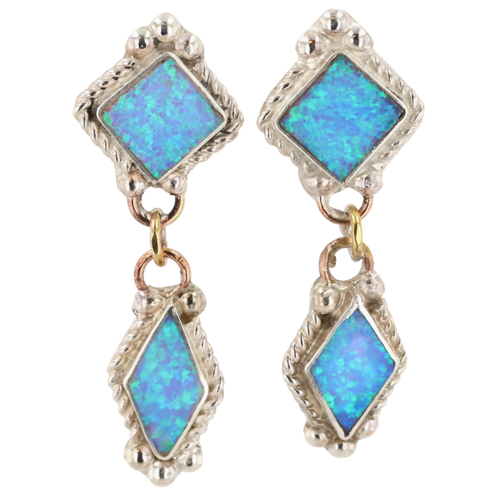 Raquel Booqua Zuni Sterling Opal Earrings: Raquel Booqua Zuni Sterling Opal Earrings / 4g