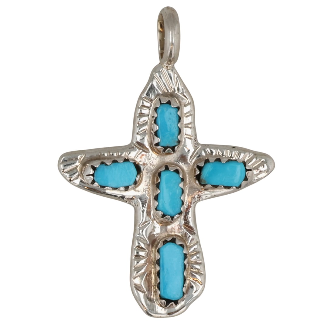 Cecilia Iule Zuni Sterling Turquoise Cross Pendant (1 of 4)