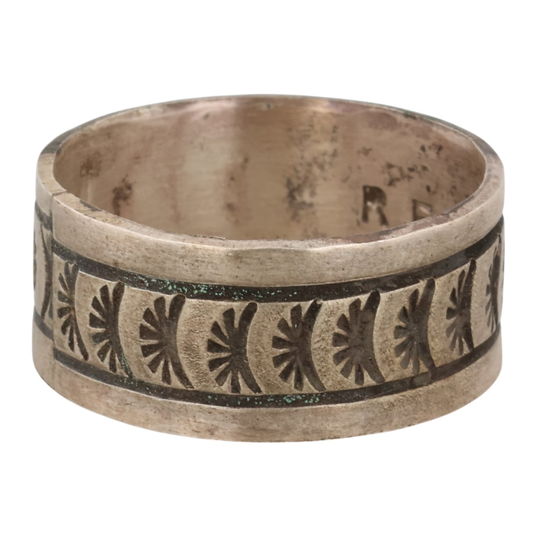 Rick Enriquez Navajo Sterling Stamped Ring Sz 8.25: Rick Enriquez Navajo Sterling Stamped Ring Sz 8.25 / 5g