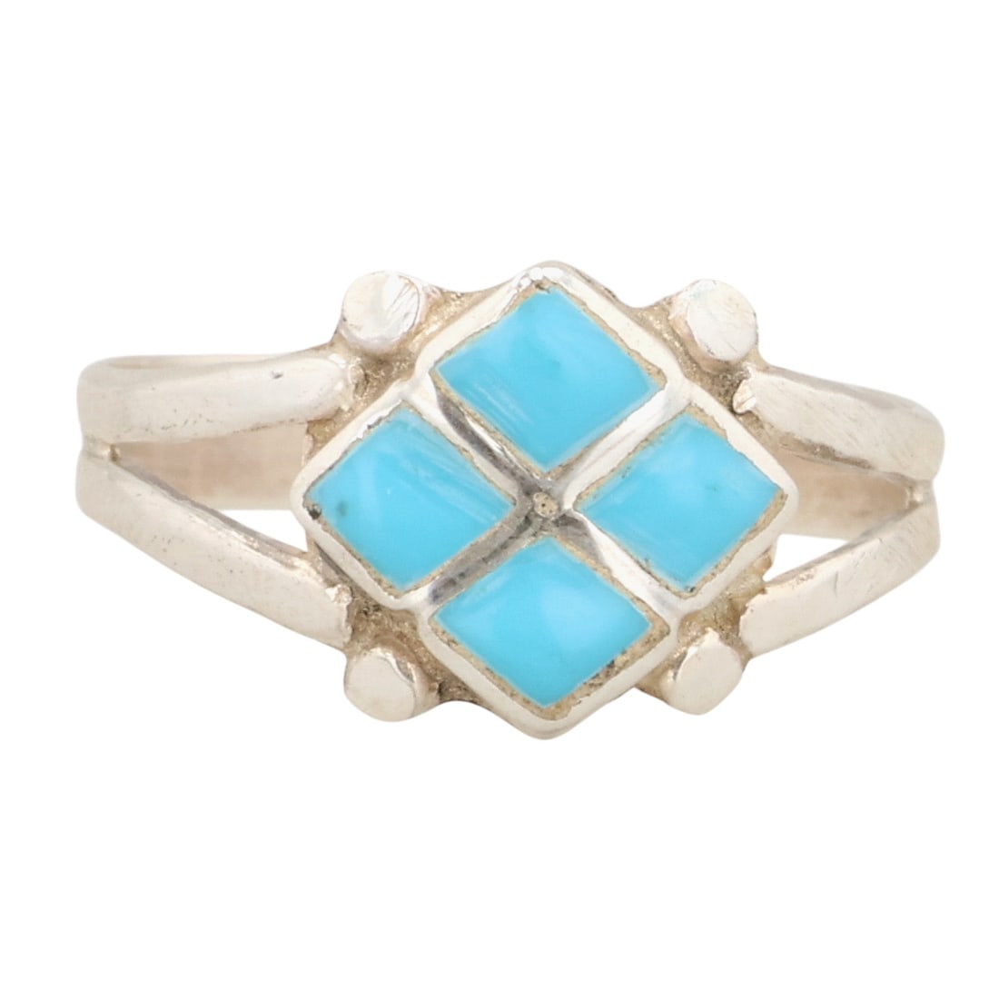 Bonnie Quam Zuni Sterling Kingman Turquoise Inlay Ring Sz 6 (1 of 5)