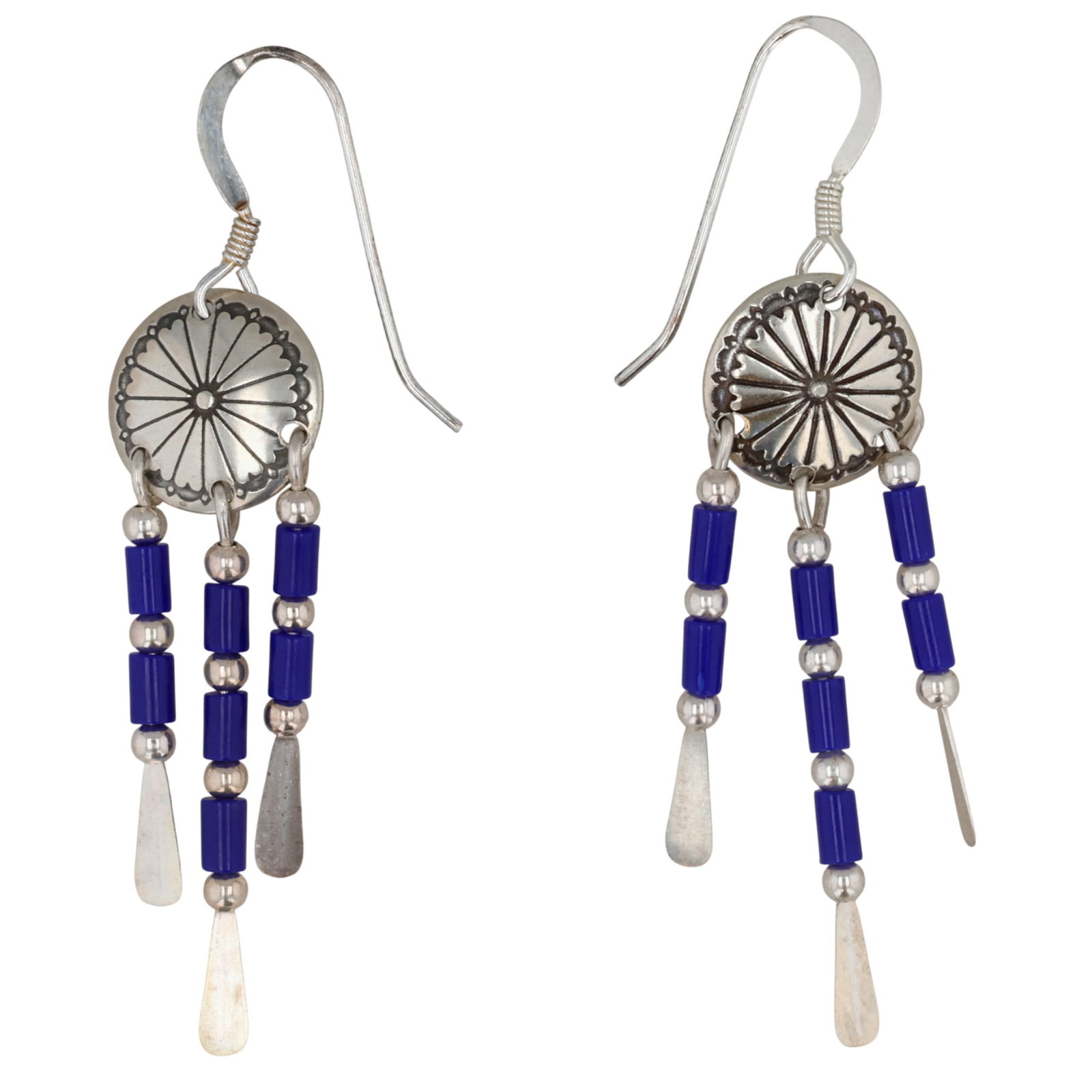 Southwest Sterling Lapis Lazuli Dangle Earrings (1 of 3)