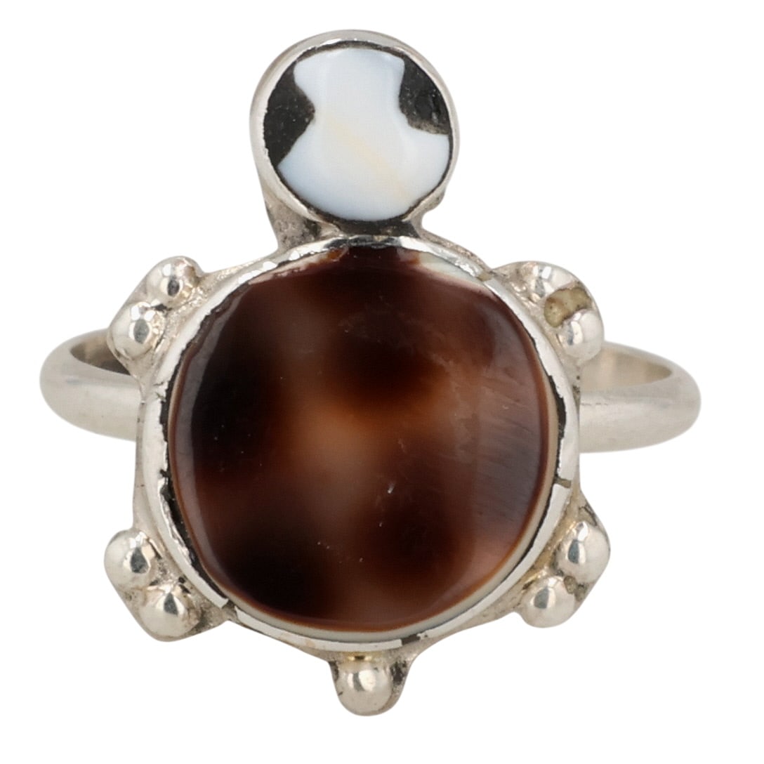 Zuni Sterling Multi-Stone Inlay Turtle Ring Sz 6 (1 of 5)