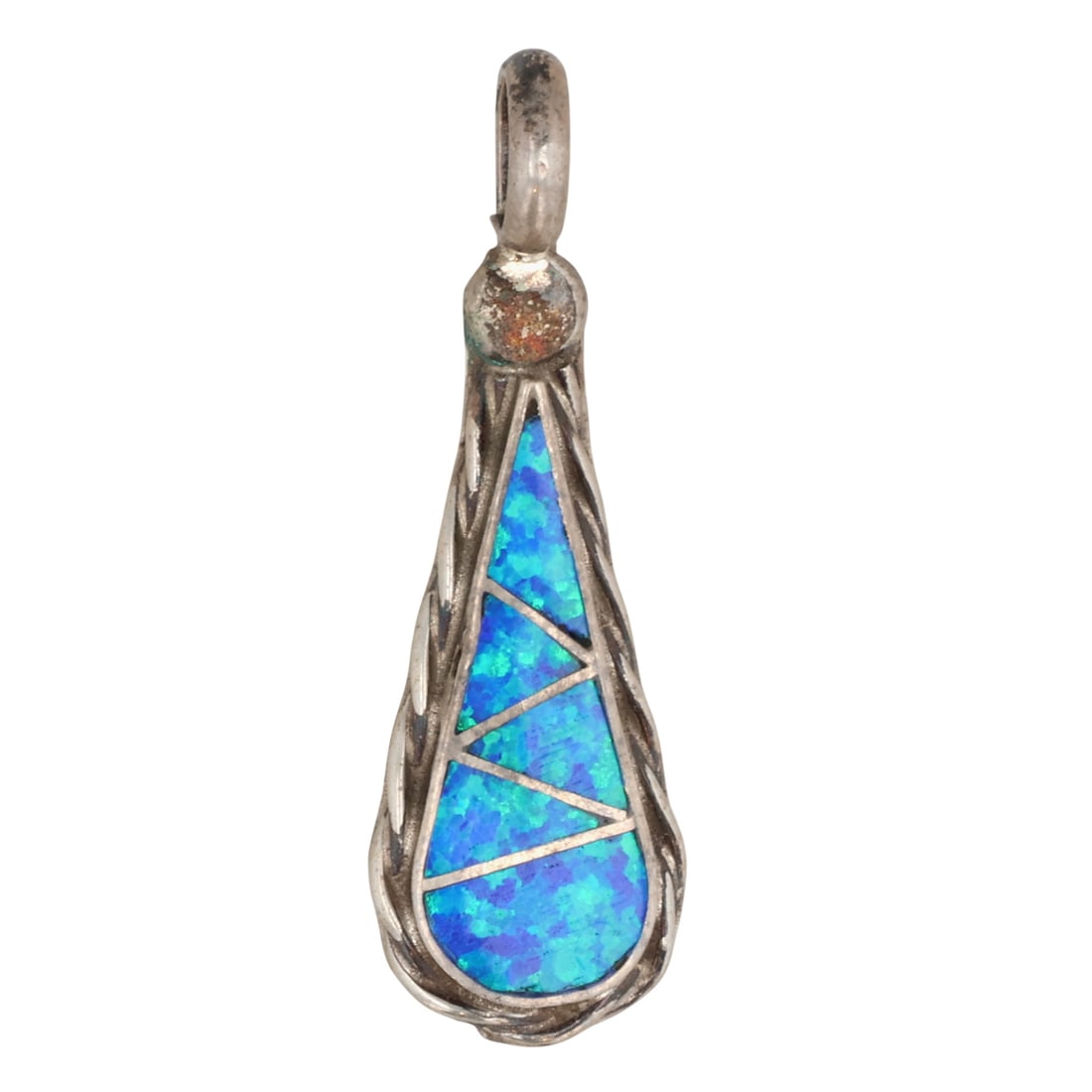 Swain Charley Zuni Sterling Opal Inlay Pendant (1 of 3)