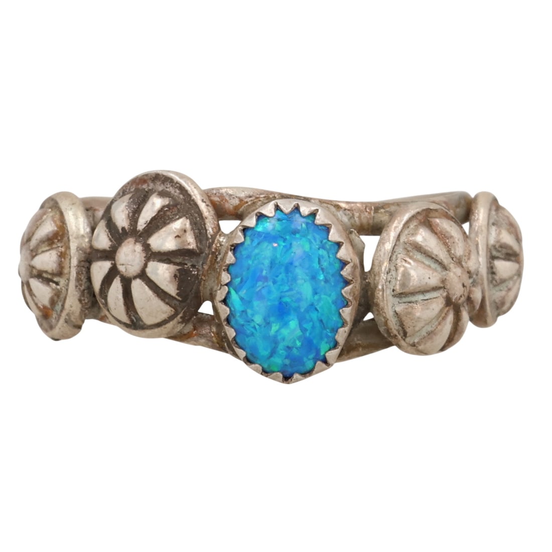 Southwest Sterling Opal Ring Sz 7.25: Southwest Sterling Opal Ring Sz 7.25 / 4.5g