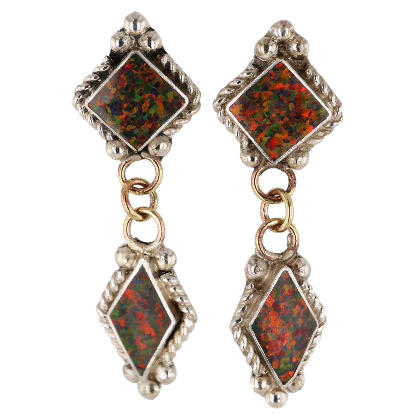 Raquel Booqua Zuni Sterling Opal Earrings: Raquel Booqua Zuni Sterling Opal Earrings / 3g