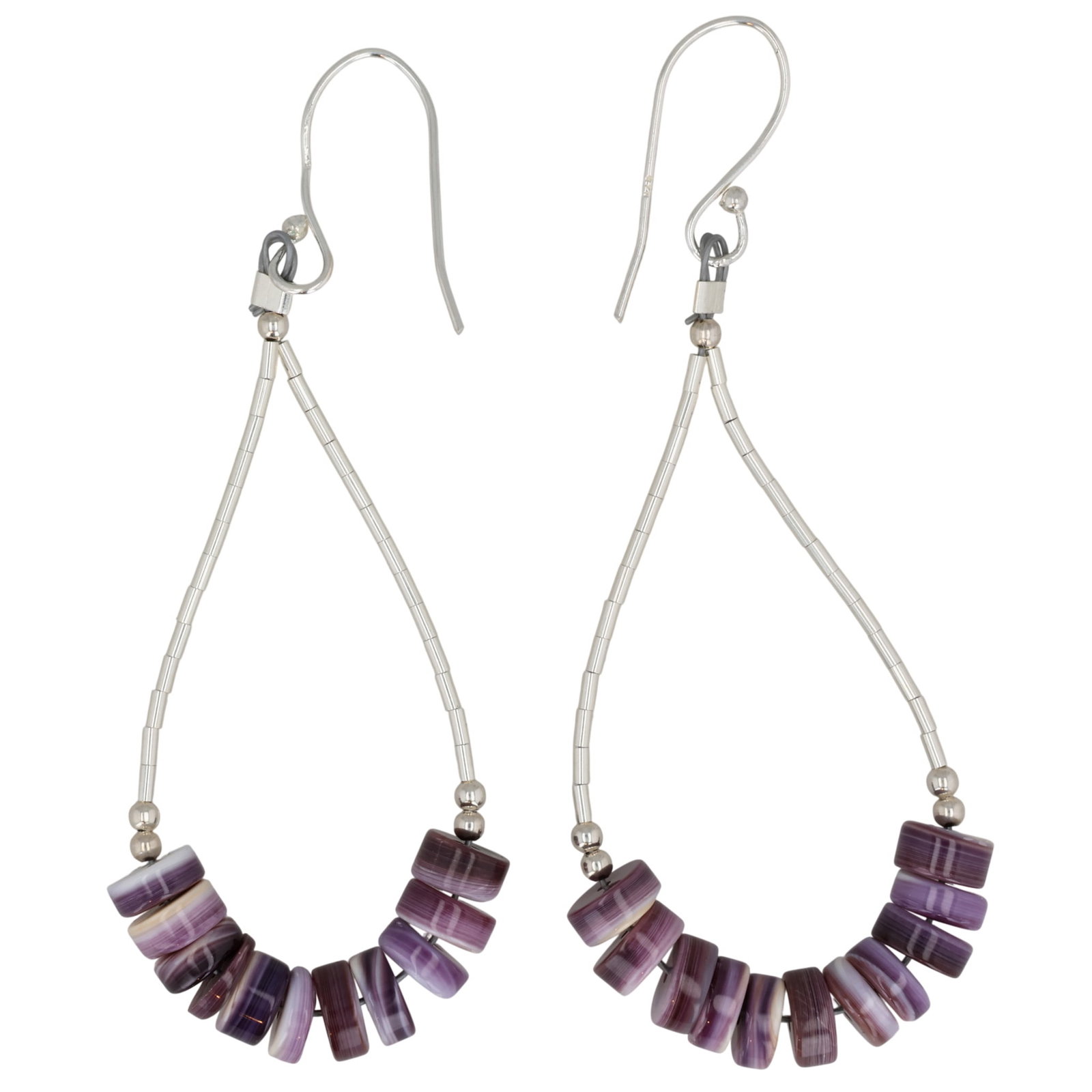 Southwest Sterling Liquid Silver Wampum Shell Earrings (1 of 3)