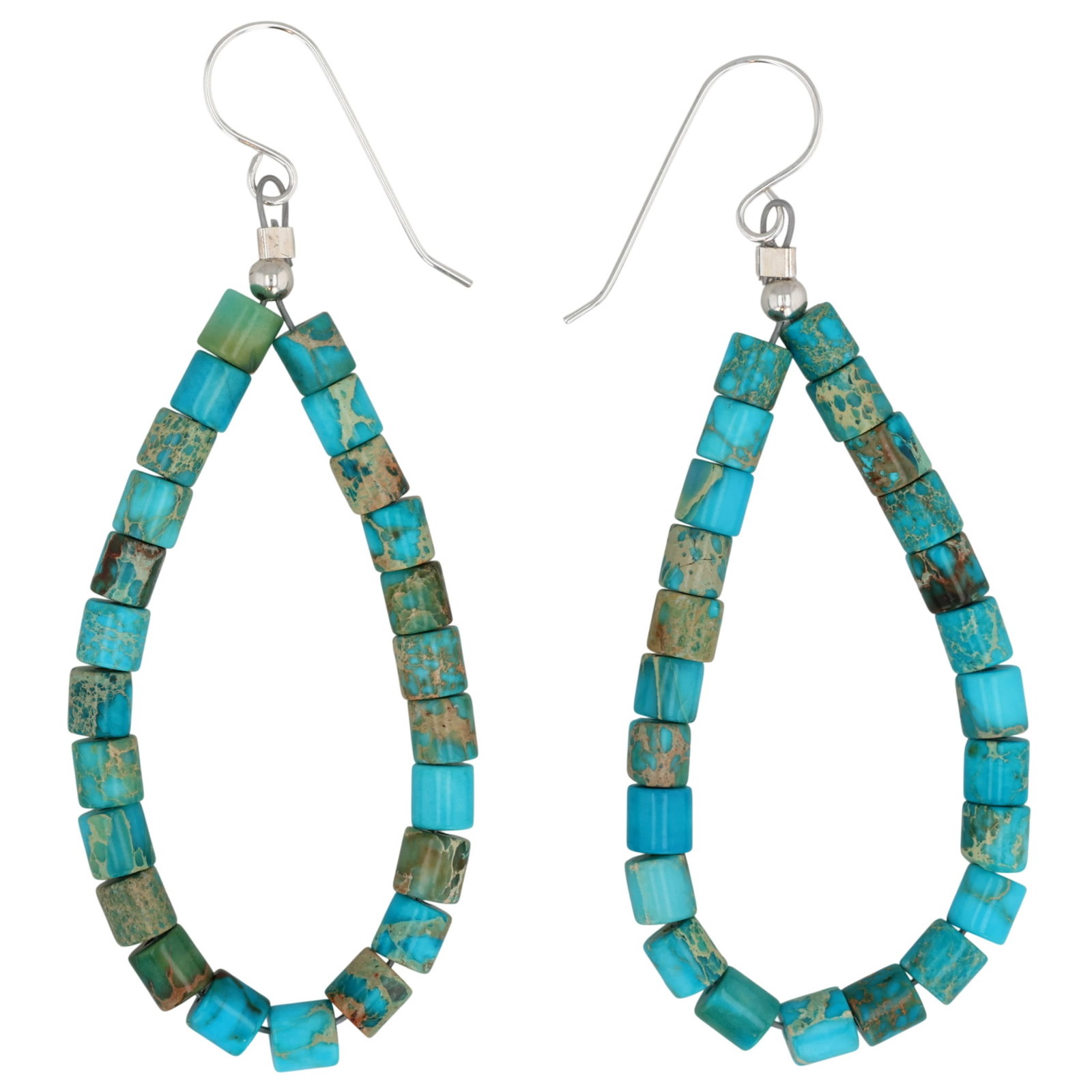 Southwest Sterling Kingman Turquoise Bead Earrings: Southwest Sterling Kingman Turquoise Bead Earrings / 6.5g