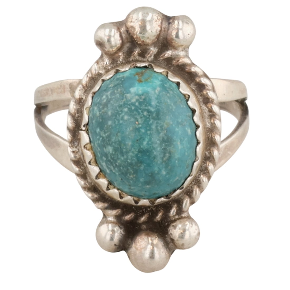 Robert Martinez Navajo Sterling Turquoise Ring Sz 3.5: Robert Martinez Navajo Sterling Turquoise Ring Sz 3.5 / 3g