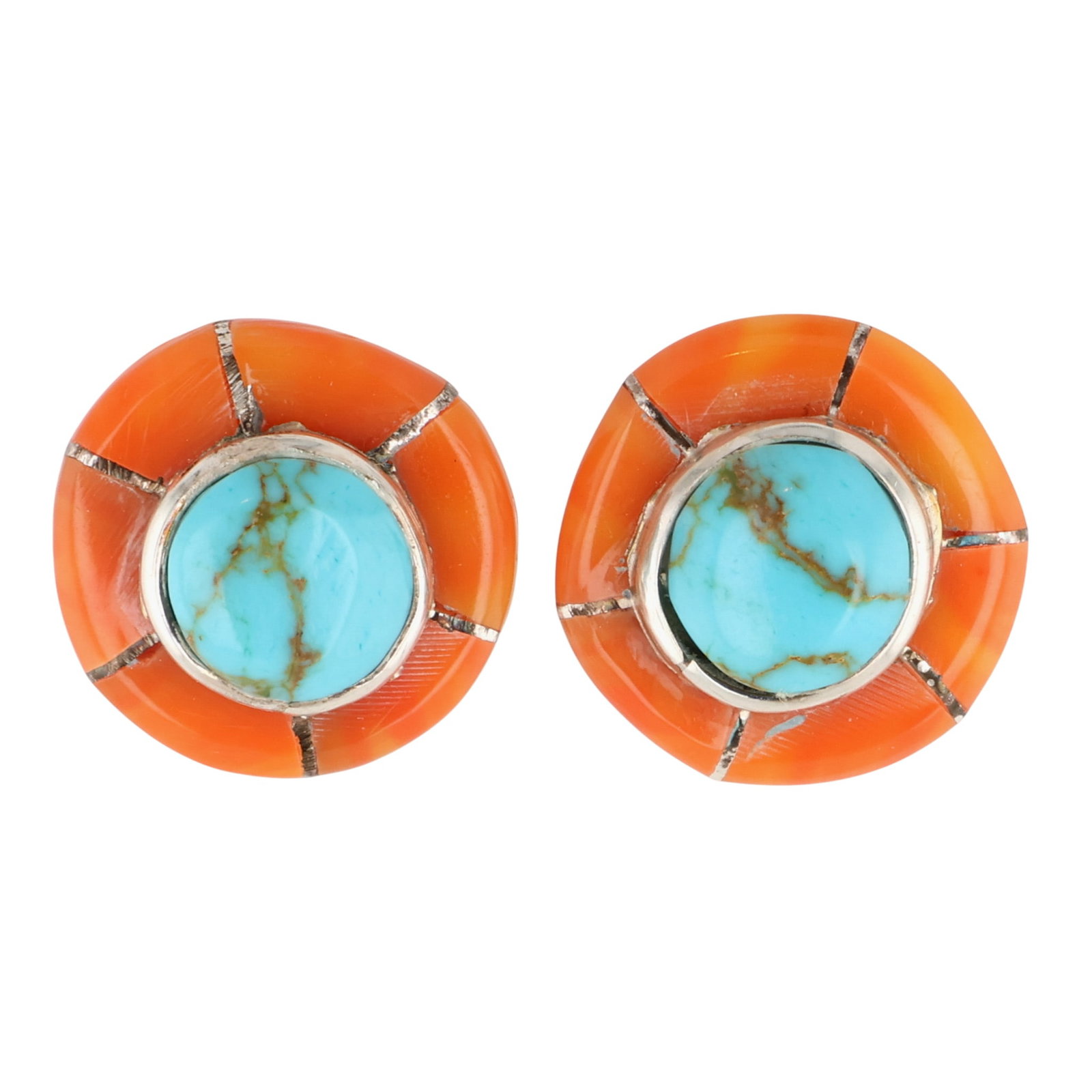 Valerie Benally Navajo Sterling Multi-Stone Inlay Earrings (1 of 4)