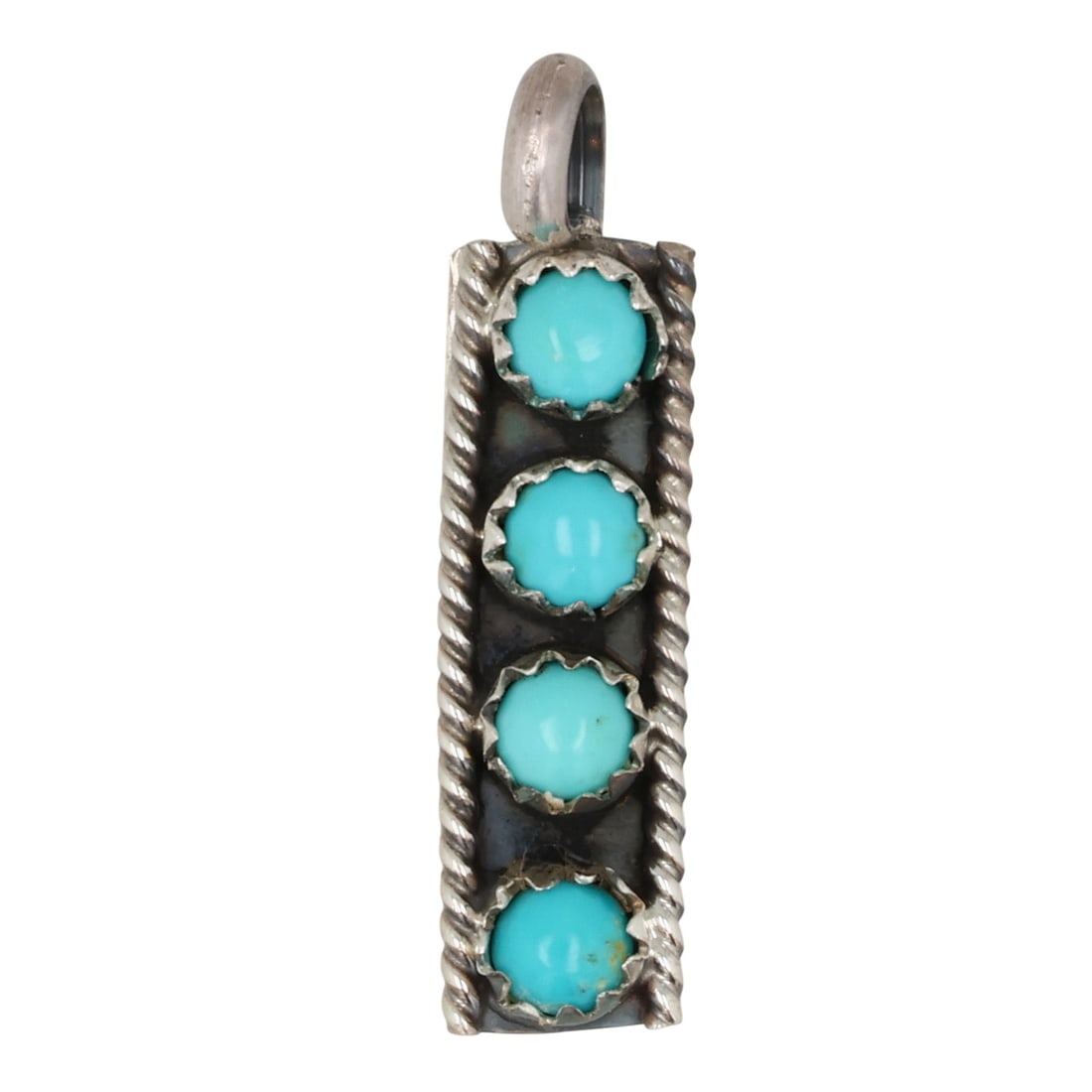 Janice Spencer Navajo Sterling Kingman Turquoise Bar Pendant (1 of 3)