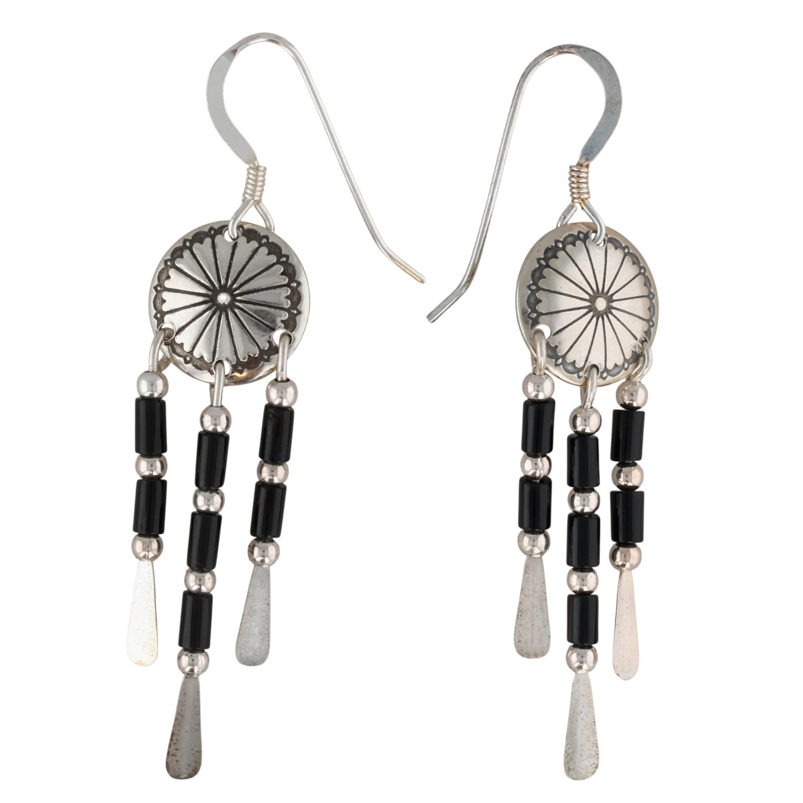 Southwest Sterling Onyx Dangle Earrings (1 of 3)