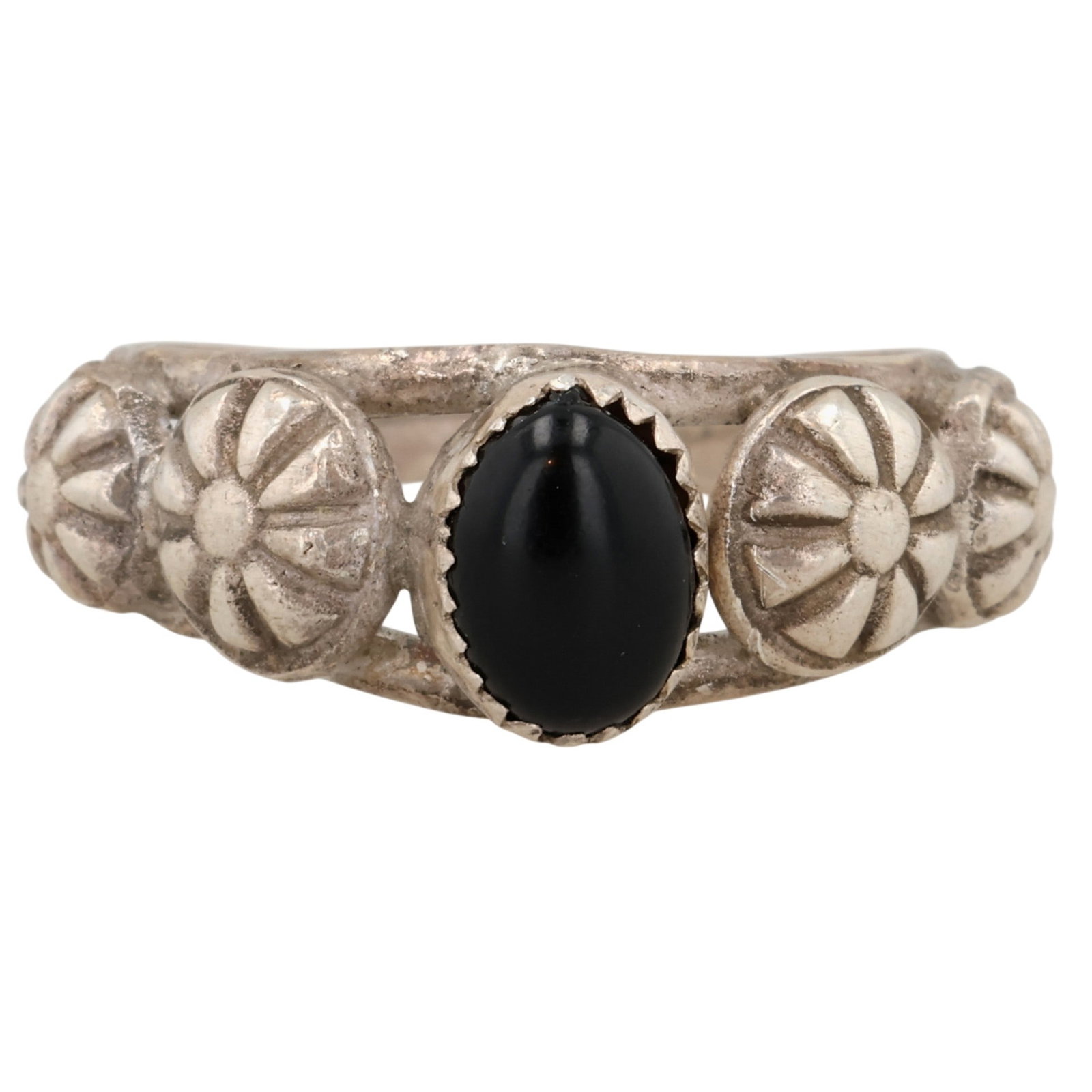 Southwest Sterling Onyx Ring Sz 8.75 (1 of 5)