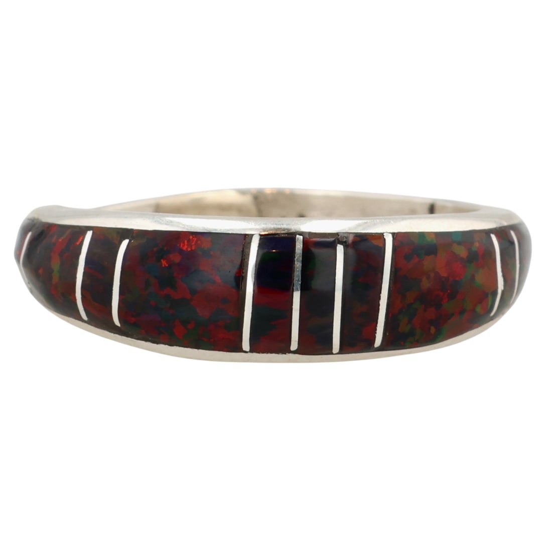 Kerri Peina Zuni Sterling Opal Inlay Ring Sz 7: Kerri Peina Zuni Sterling Opal Inlay Ring Sz 7 / 1.5g / Unsigned. Artist attribution based on accompanying tag.