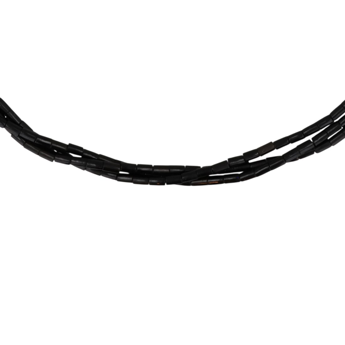 Southwest Sterling Onyx Bead Multi-Strand Necklace: Southwest Sterling Synthetic Onyx Bead Multi-Strand Necklace / 4g