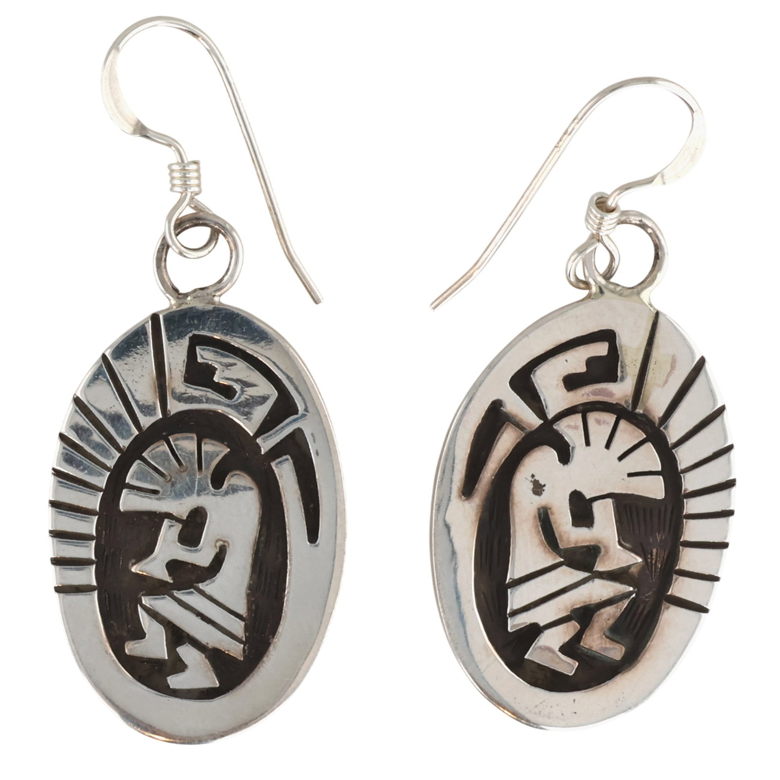 Calvin Peterson Navajo Sterling Kokopelli Earrings: Calvin Peterson Navajo Sterling Kokopelli Earrings / 6g