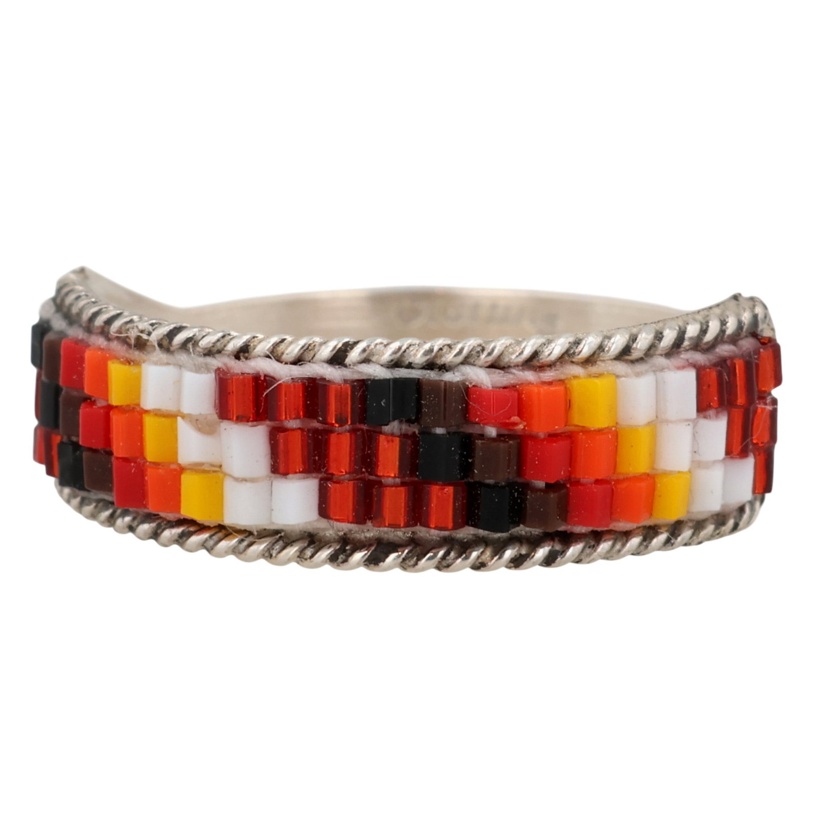 Lucille Romone Navajo Sterling Microbead Ring Sz 9: Lucille Romone Navajo Sterling Microbead Ring Sz 9 / 1.5g / Unsigned. Artist attribution based on accompanying tag.