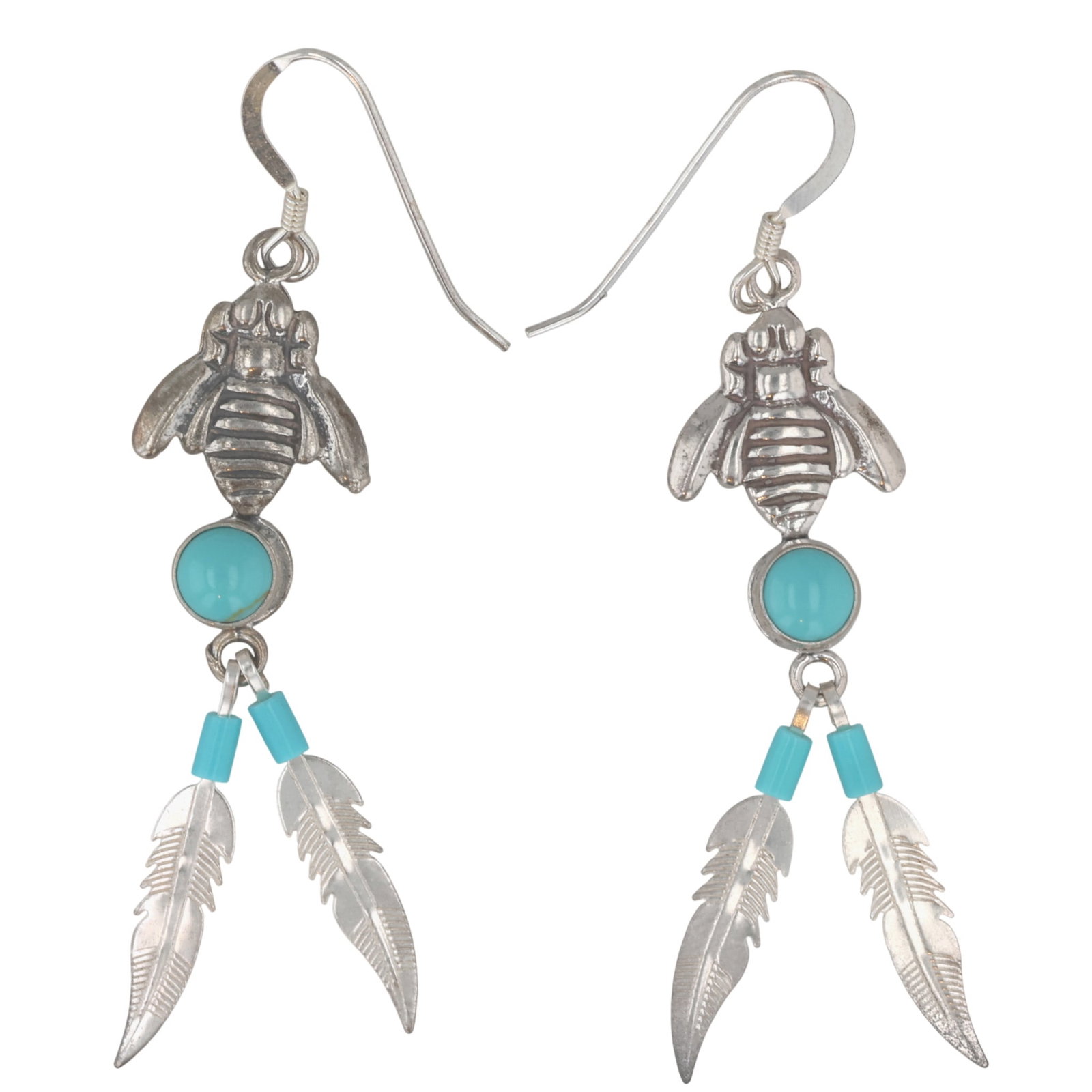 Southwest Sterling Turquoise Bee Earrings (1 of 4)