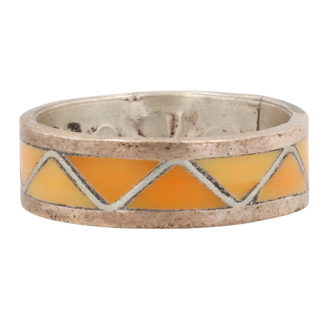 Roger Morgan Navajo Sterling Spiny Oyster Inlay Ring Sz 7.25: Roger Morgan Navajo Sterling Block Oyster Inlay Ring Sz 7.25 / 3g / Unsigned. Artist attribution based on accompanying tag.