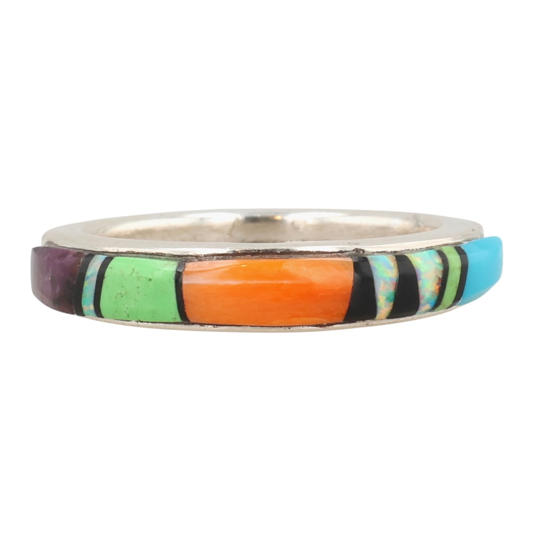 Allen Tolino Navajo Sterling Multi-Stone Inlay Ring Sz 5 (1 of 6)