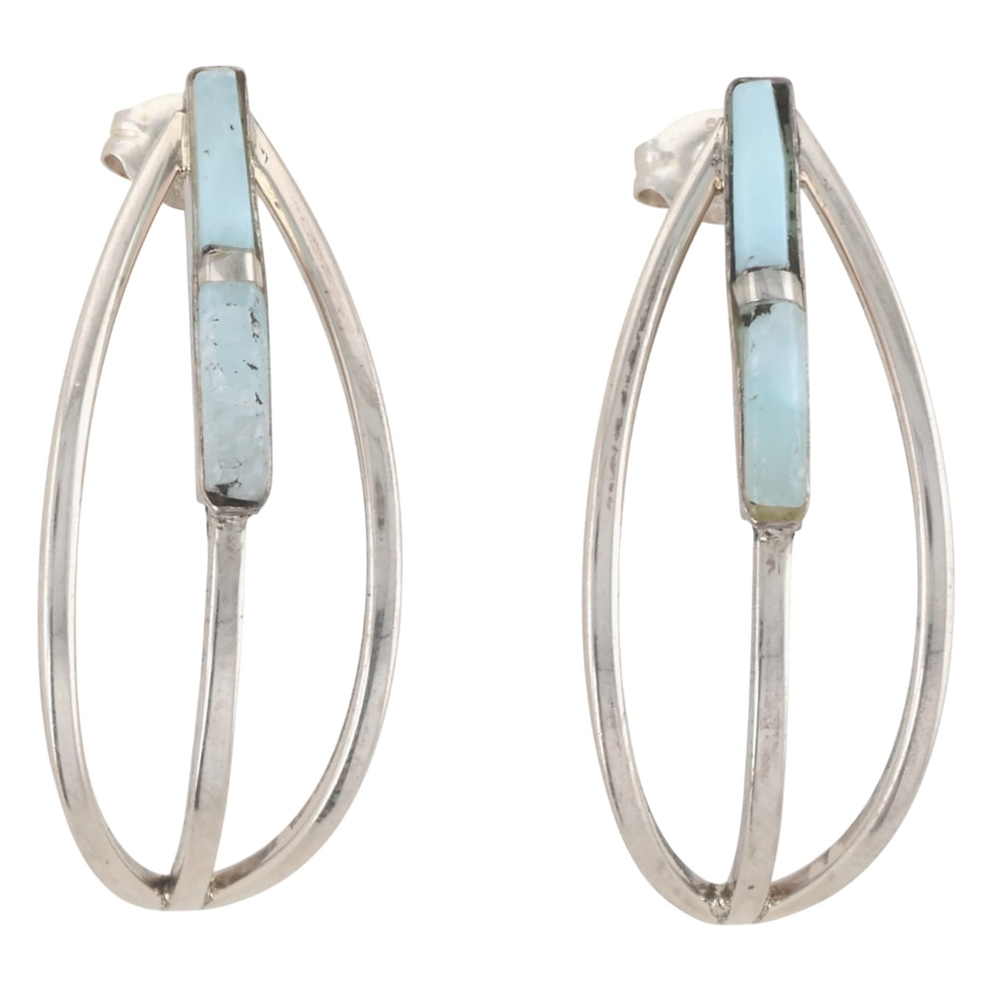 Fred Barney Navajo Sterling Quartz Earrings: Fred Barney Navajo Sterling Quartz Earrings / 4g / As is, chipped stone, see photos.