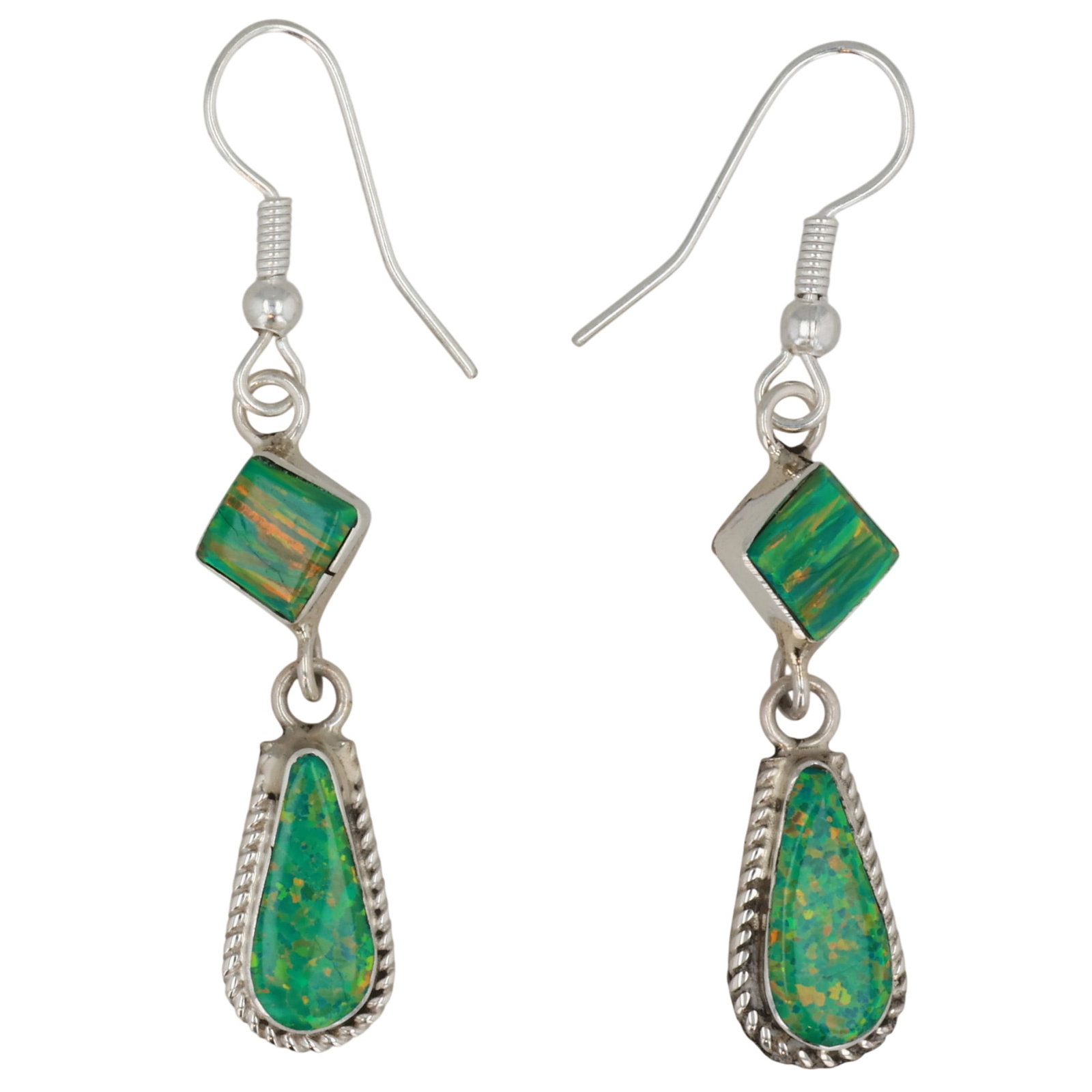 Victor Thompson Navajo Sterling Opal Earrings: Victor Thompson Navajo Sterling Opal Earrings / 4g / Unsigned. Artist attribution based on accompanying tag.