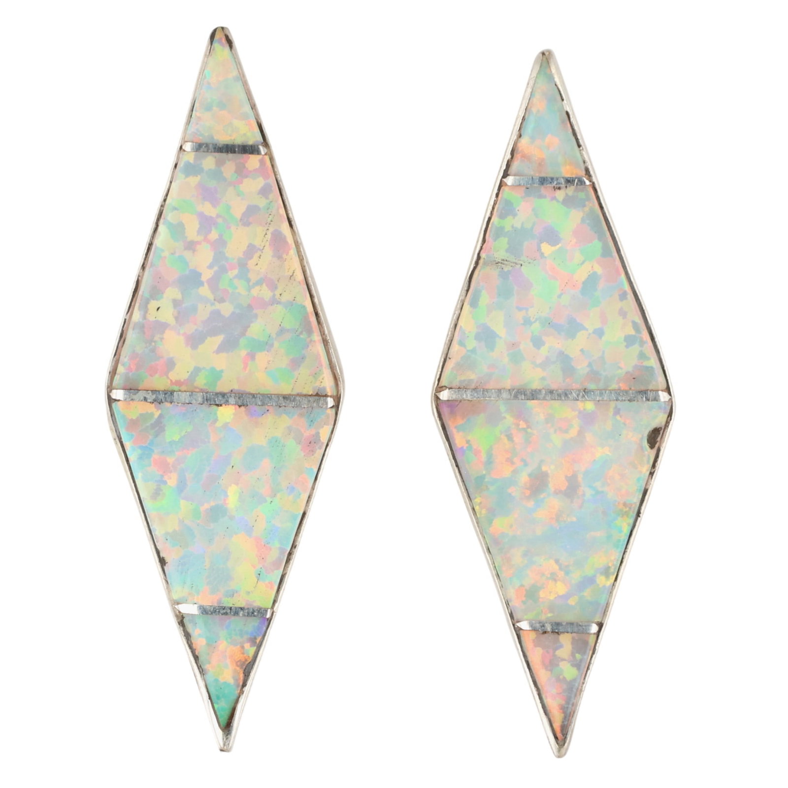 Andrew Enrico Navajo Sterling Opal Inlay Earrings (1 of 4)
