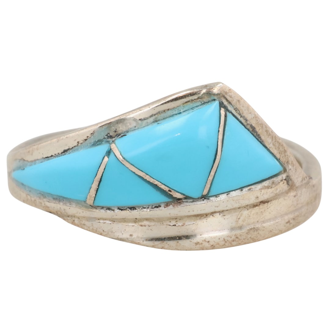 Phyllis Lucio Zuni Sterling Kingman Turquoise Inlay Ring Sz 6.5 (1 of 6)