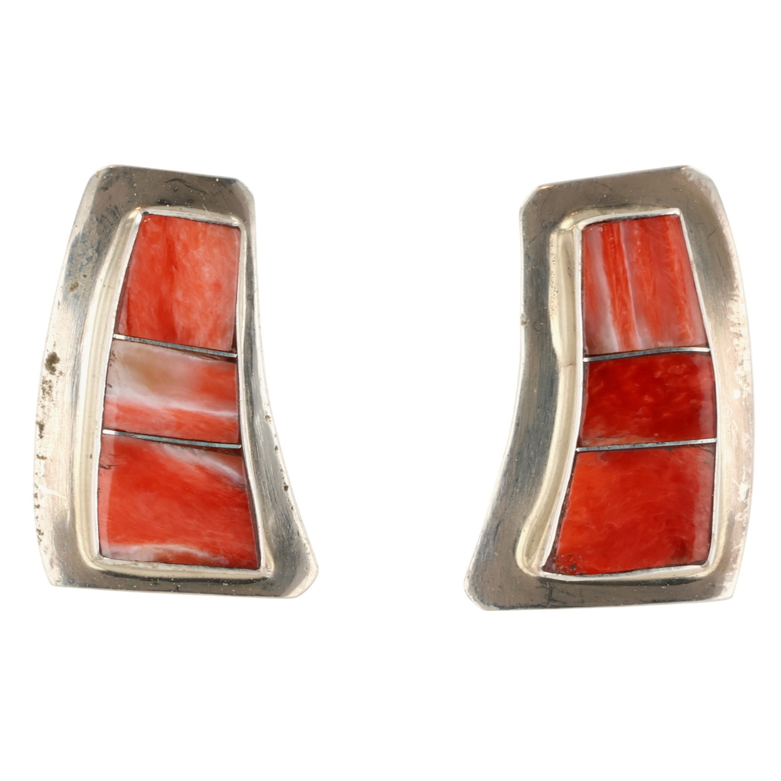 Norvin Johnson Navajo Sterling Spiny Oyster Earrings (1 of 4)