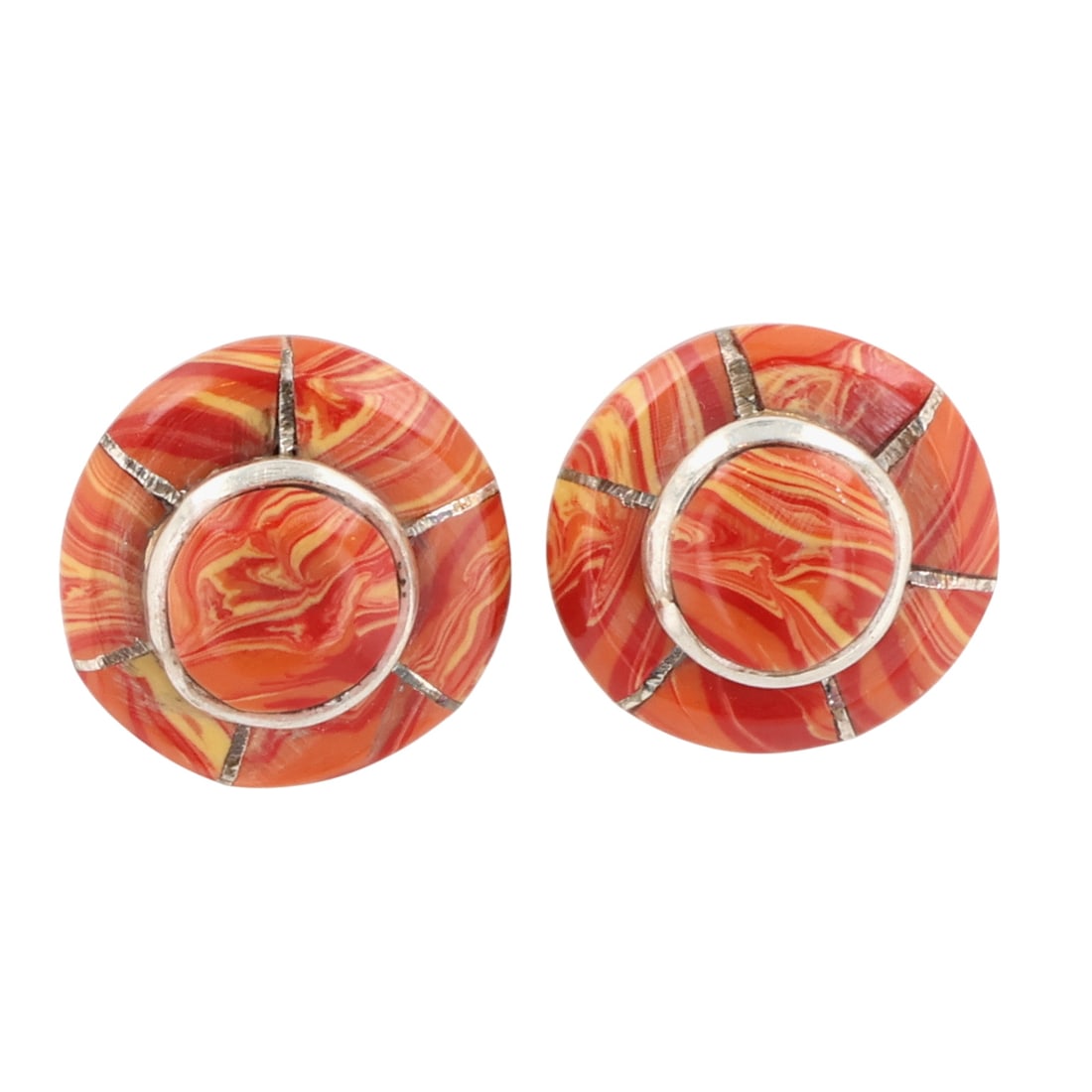 Valerie Benally Navajo Sterling Spiny Oyster Inlay Earrings (1 of 4)
