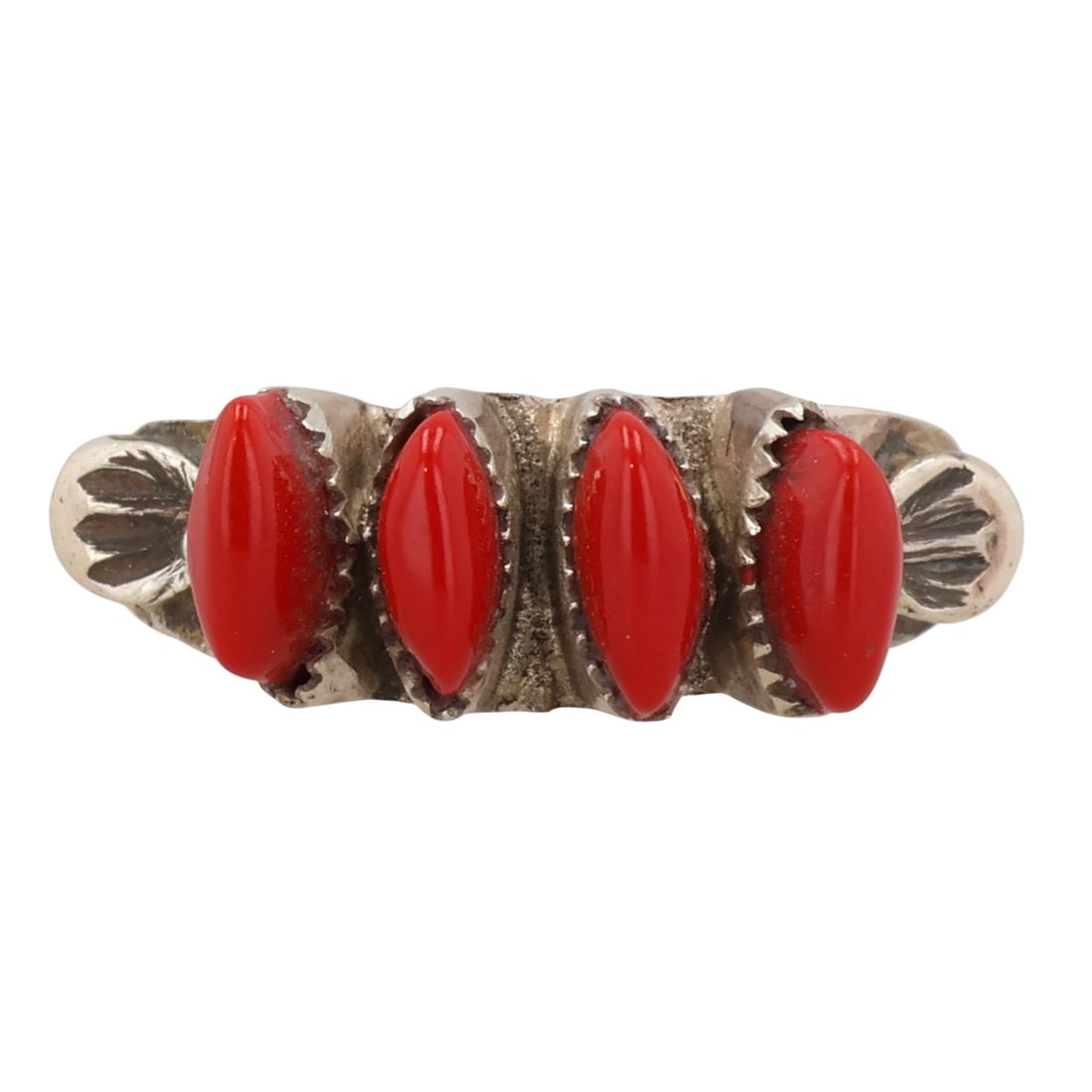 Southwest Sterling Coral Ring Sz 5 (1 of 5)