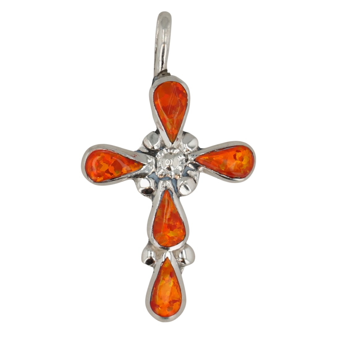Bryce Vacit Zuni Sterling Opal Cross Pendant: Bryce Vacit Zuni Sterling Opal Cross Pendant / 1g / Unsigned. Artist attribution based on accompanying tag.