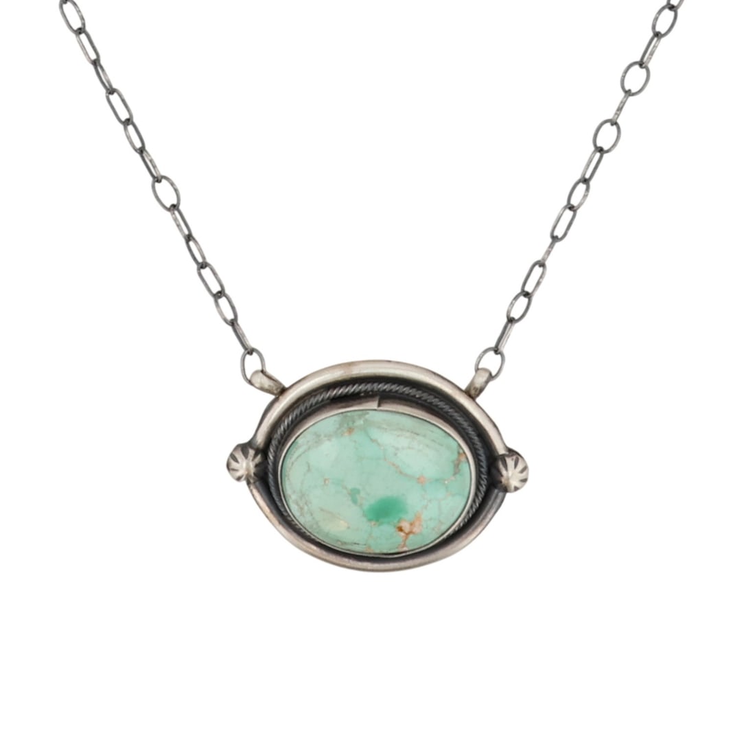 Scott Skeets Navajo Sterling Boulder Turquoise Necklace: Scott Skeets Navajo Sterling Boulder Turquoise Necklace / 11g / Unsigned. Artist attribution based on accompanying tag.