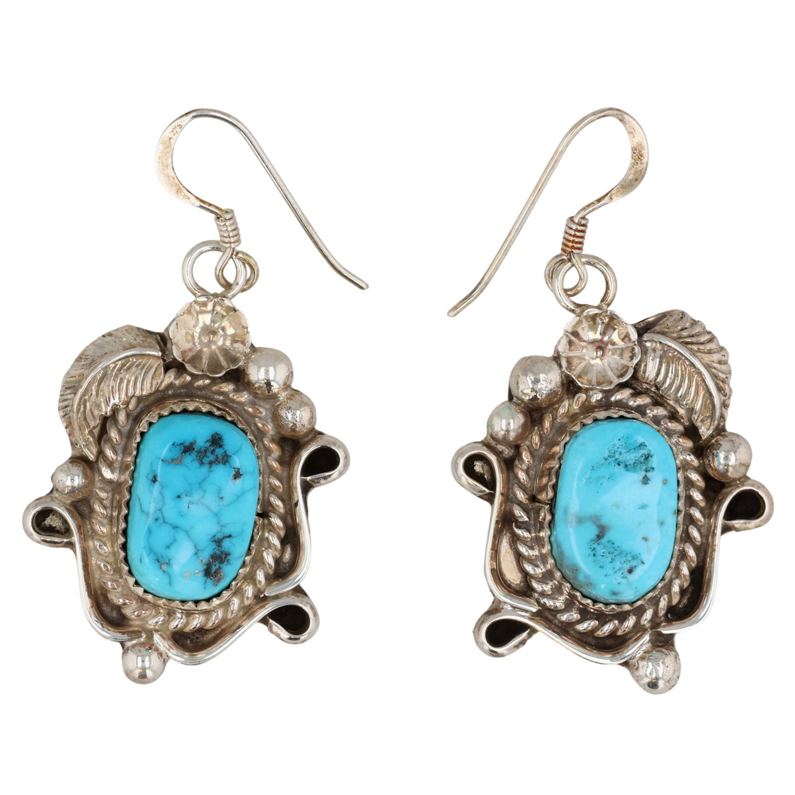 Donovan Nez Navajo Sterling Kingman Turquoise Earrings (1 of 4)