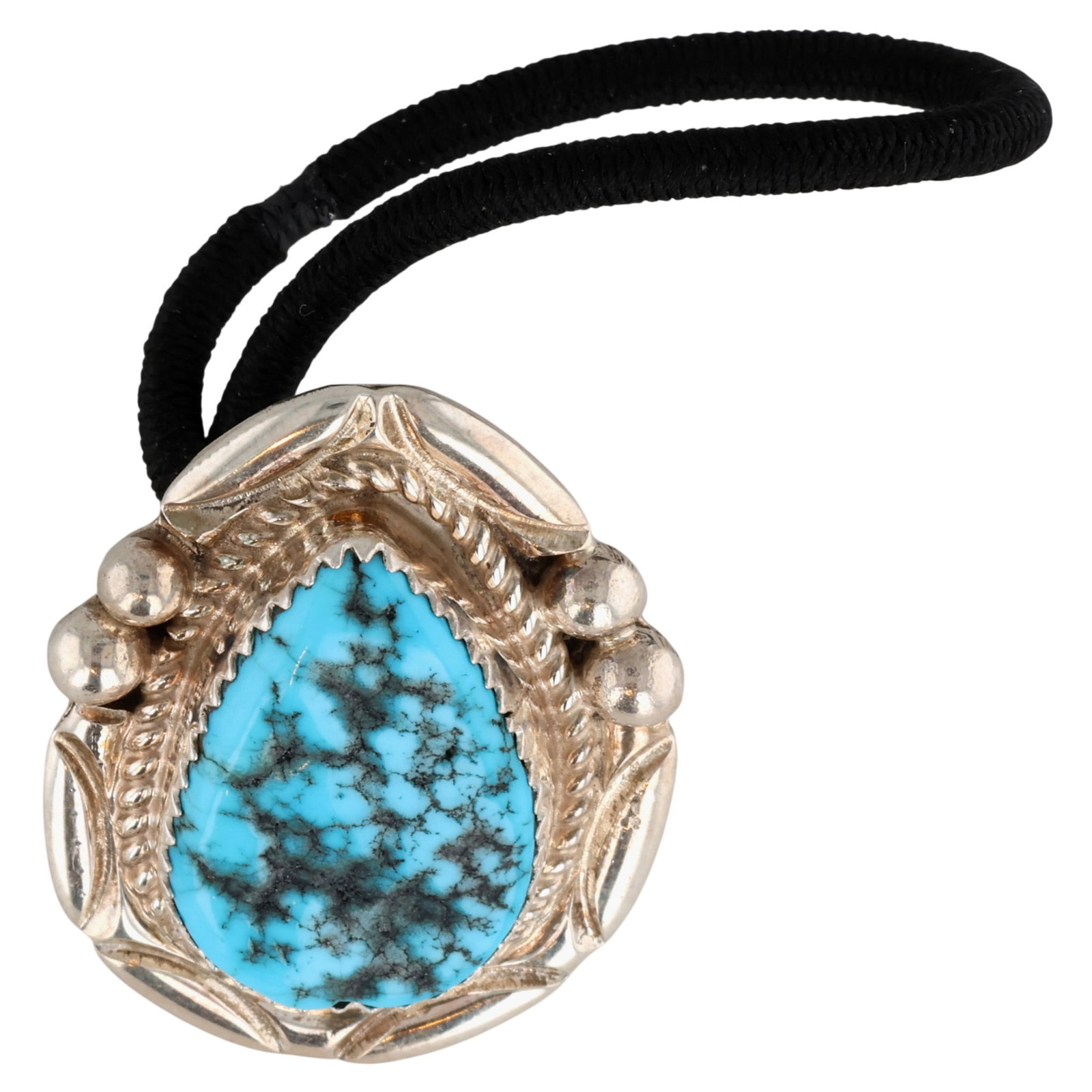 Donovan Nez Navajo Sterling Kingman Turquoise Hair Tie (1 of 4)